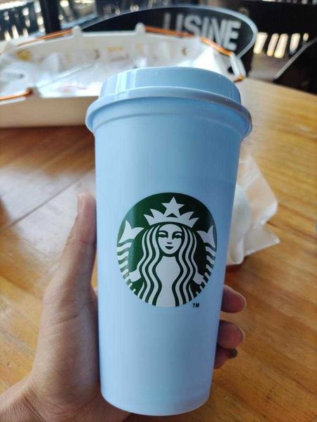

starbucks plastic tumbler reusable clear drinking flat bottom cup pillar shape lid straw mug bardian