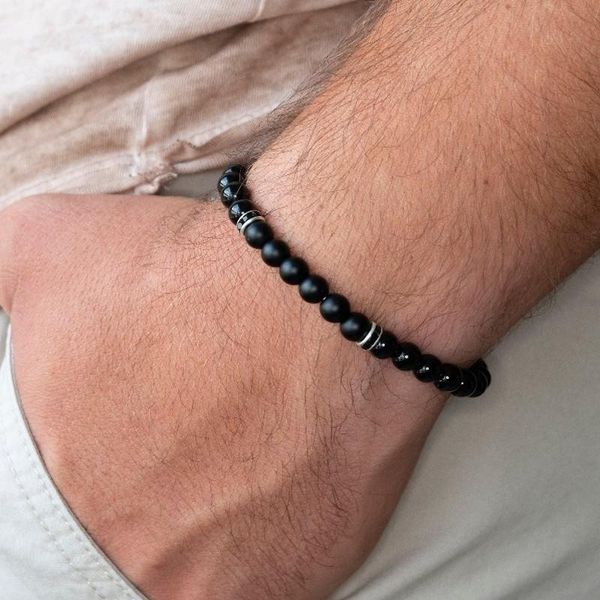 

charm bracelets 2021 arrive fashion men bracelet simple round stone beaded & bangles for jewelry gift pulsera hombre, Golden;silver
