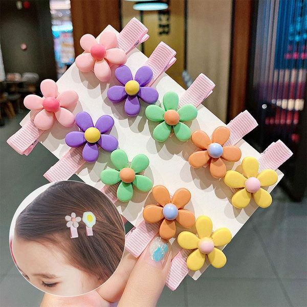 

10pcs/set fashion girls cute cartoon fruits colorful hairpins children sweet hair clip barrettes headband kids hair accessories, Slivery;white
