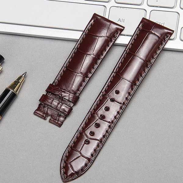 

watch bands 2021 brown alligator strap men women genuine leather belt 16mm 18mm 19mm 20mm 22mm 24mm watchbands crocodile skin band, Black;brown