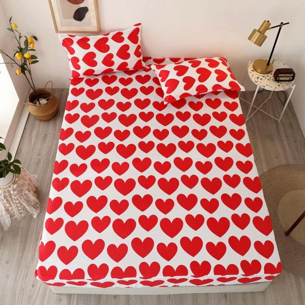 

sheets & sets fashion sweetheart red heart shape fitted sheet bed cover 150*200*30cm bedspread round elastic 120*200*30cm