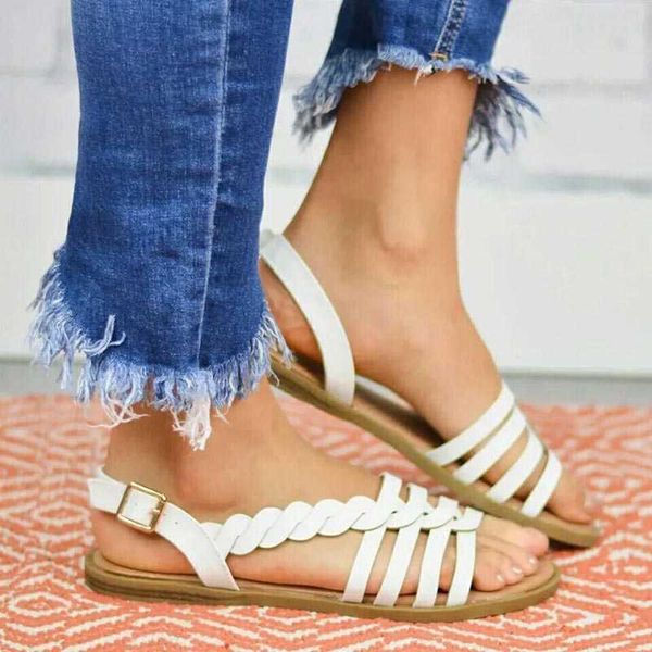 

sandals women's 2021 female shoes woman cutout weave ladies breathable slip-on flat women zapatos mujer, Black