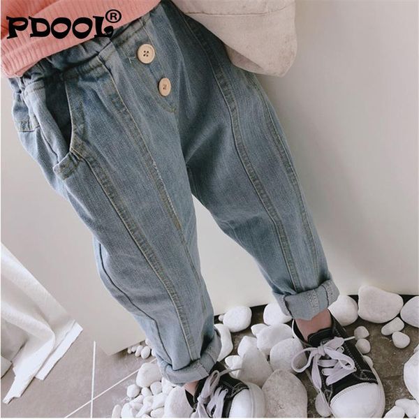 

2021 kids clothes children trousers new item girl and boy fashion jeans pant with buttons design jeans for toddler girl, Blue