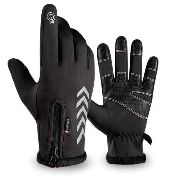 

cycling gloves full finger fishing touchscreen winter thermal warm bicycle outdoor camping hiking sports1, Black
