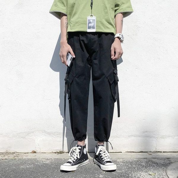 

japan harajuku overalls men's streetwear pants pantalon casual jogger black hip-hop loose summer sports cool