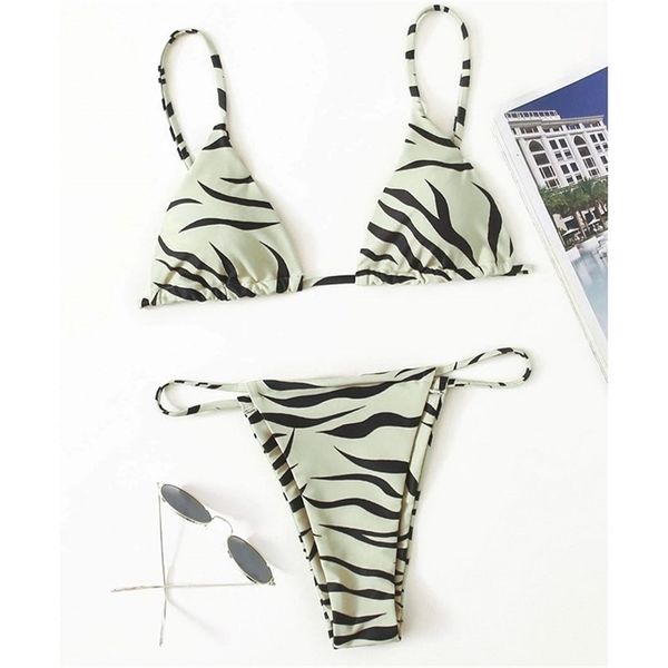 Sexy Zebra Bikini Frau Badeanzug Weibliche Bademode Frauen `s Mini Tanga Bikinis Set Sommer Beachwear Schwimmen für Badeanzug 210702