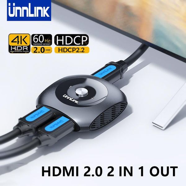 

audio cables & connectors unnlink 2.0 4k60hz hdr switch splitter bi-directional ab switcher 2x1/1x2 adapter for tv computer projector p
