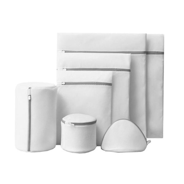 

laundry bags 1 set 7pcs durable wash mesh protection (white)