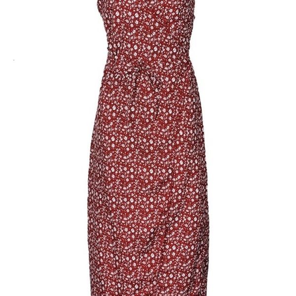 

2021 new cotton medium length skirt, series, shoulder strap, sexy, floral print, v-neck, split, soft, summer ef7a, Black;gray