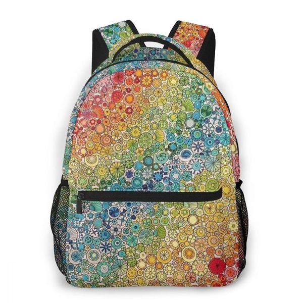 

backpack whereisart colorful rainbow printed with zipper youth schoolbags shoulder bag coloring for girls teenagers