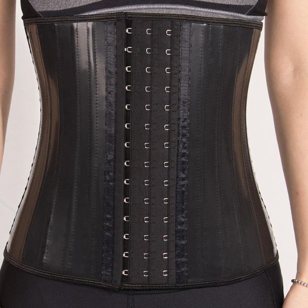 

women's shapers latex waist trainer corset belly slim belt body shaper modeling strap 25 steel boned cincher fajas colombianas shapewea, Black;white
