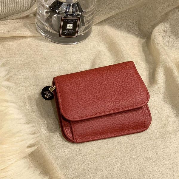 

wallets short simple small ultra-thin women's card bag ins leather korean cute holder mini coin purse, Red;black