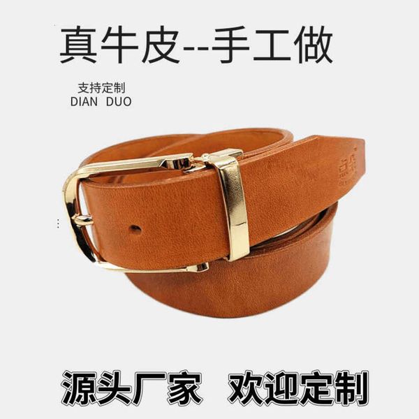

business men's leather belt hand tanned cow fashion casual men's zinc alloy pin buckle, Black;brown