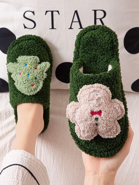 

christmas cotton-padded slippers for women in autumn and winter, Black