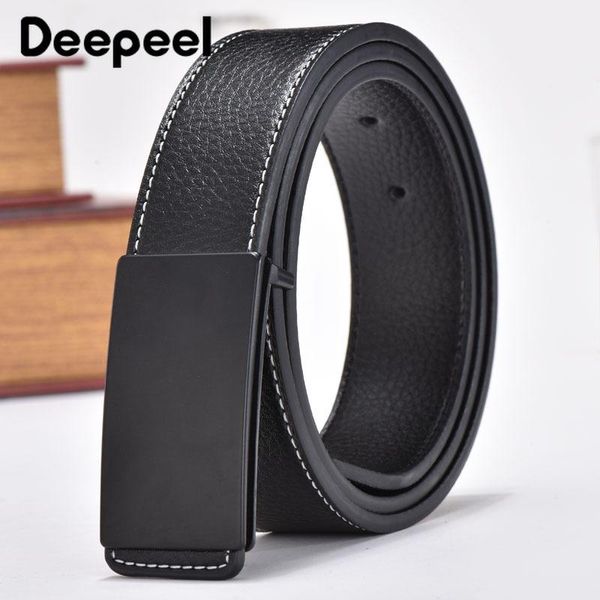 

belts deepeel 1pc 3.7cm*105cm-125cm smooth buckle belt luxury quality designer leather casual men's business gifts yk724, Black;brown