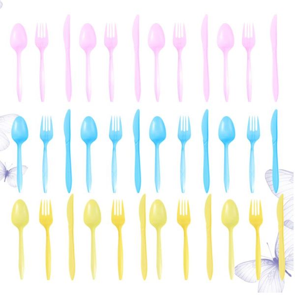 

spoons 36pcs kids disposable tableware fork spoon kit birthday party cutlery dinnerware for cake dessert
