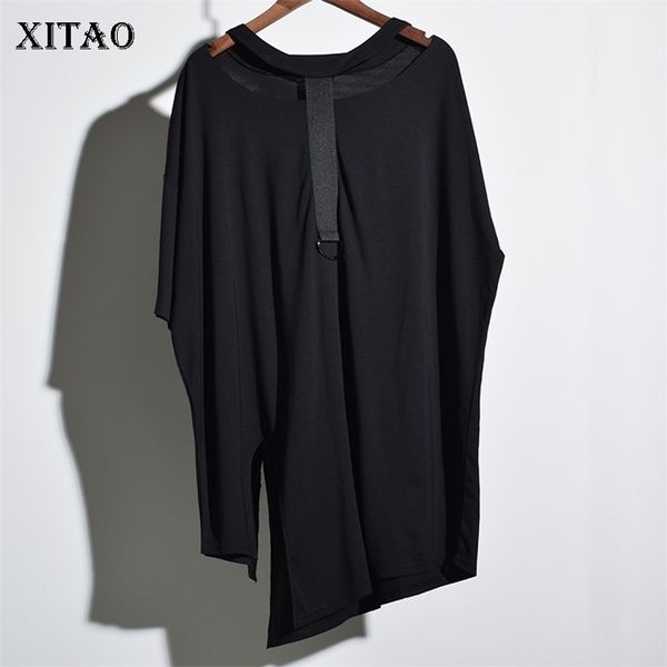 

[xitao] europe new summer fashion women half sleeve hollow out t-shirts female solid color o-neck pullover tees kzh149 210324, White