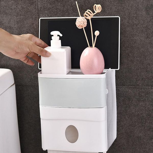 

toilet paper holders waterproof holder plastic towels wall mounted bathroom shelf storage box portable roll