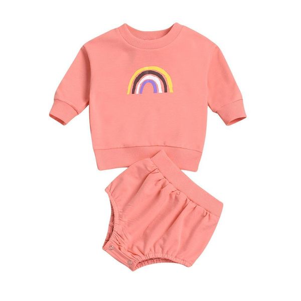 Säugling Baby Herbst Jungen Mädchen Langarm Regenbogen Top + Shorts Hosen Kleidungsstücke Kinder Jungen Mädchen Kleidung 73