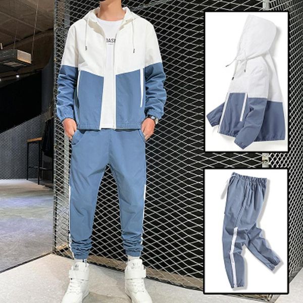 

men's vests 2021 autumn suit casual sports hooded cardigan two-piece, Black;white