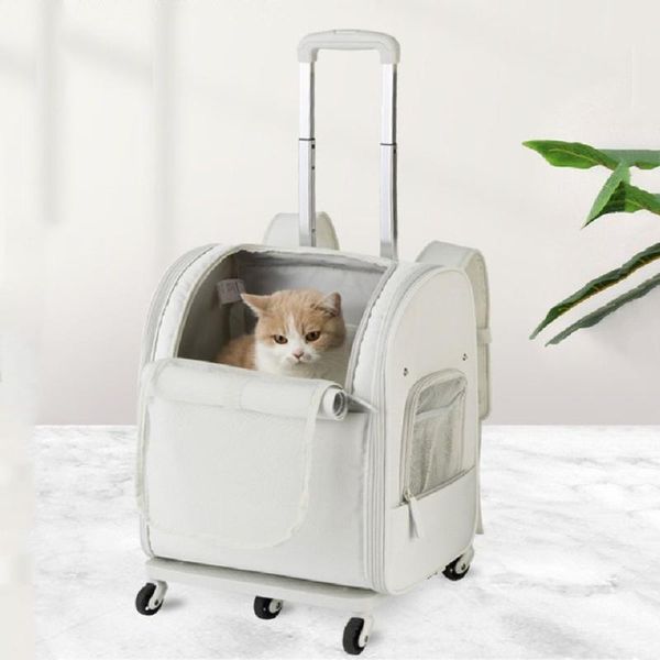 

cat carriers,crates & houses pet backpack travel case wheels carrier bag portable dog trolley outdoor transport for dogs supplies