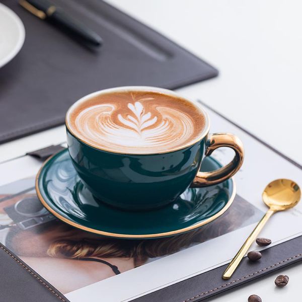 

cups & saucers nordic style cup gold rim travel ceramicwarmer art afternoon tea coffee latte glass tazas cafe kitchen supplies di50bd