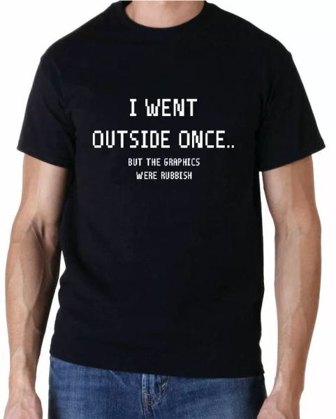 

i went outside once funny gaming arcade t-shirt, White;black