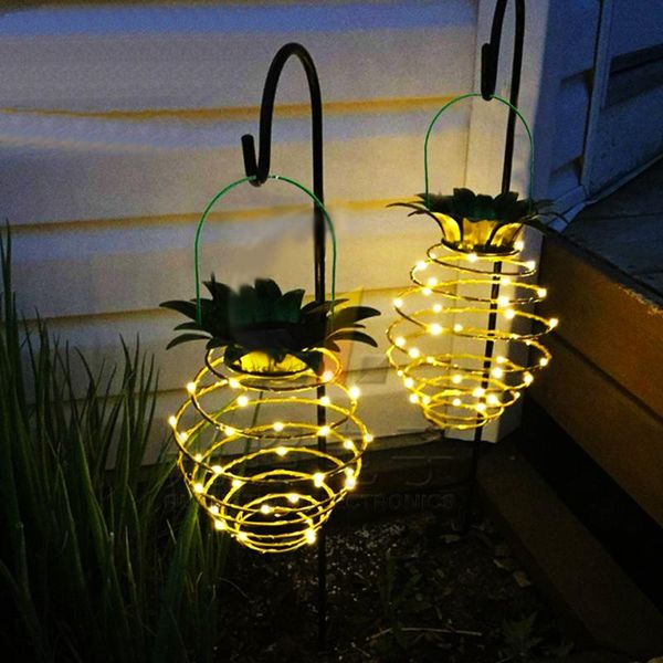 

1/2 pcs solar garden lights lantern pineapple shape outdoor hanging light waterproof fairy night home decor portable lanterns
