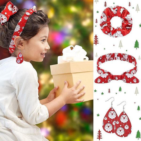 

earrings & necklace 2021 christmas ears hair tie pattern accessories large intestine circle gift three-piece set, Silver