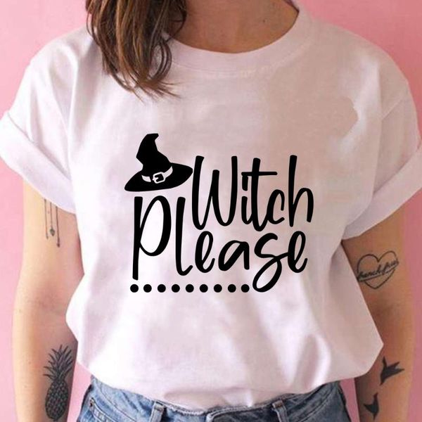 

women's t-shirt halloween youth creative women plese print short sleeve breathable cartoon tee shirt comfy autumn things for 2021, White