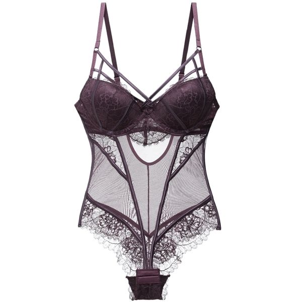 

bodysuits women lace lingerie strappy cup push up floral padded underwire 5 colours lingerie women shapewear 210708, Black;white