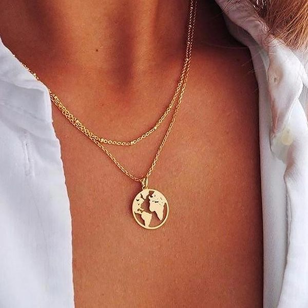 

pendant necklaces necklace globetrotter gold choker star moon for women boho multilayer jewelry, Silver
