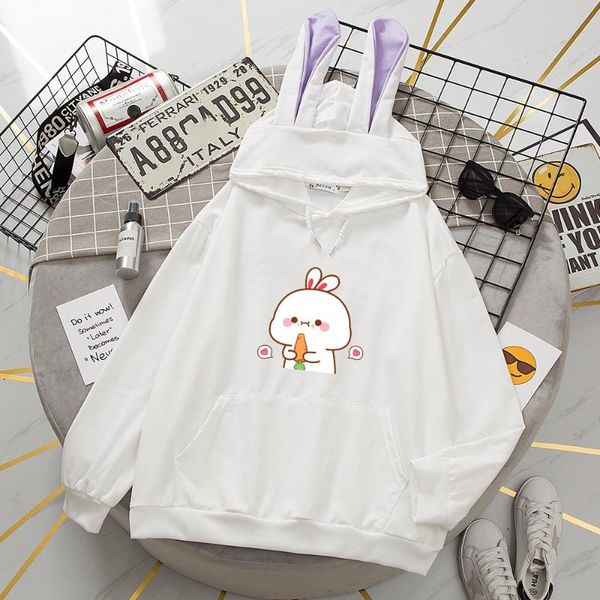 

women's hoodies & sweatshirts harajuku kawaii cotton women cute fashion ears hooded pullovers loose baggy female plus size, Black