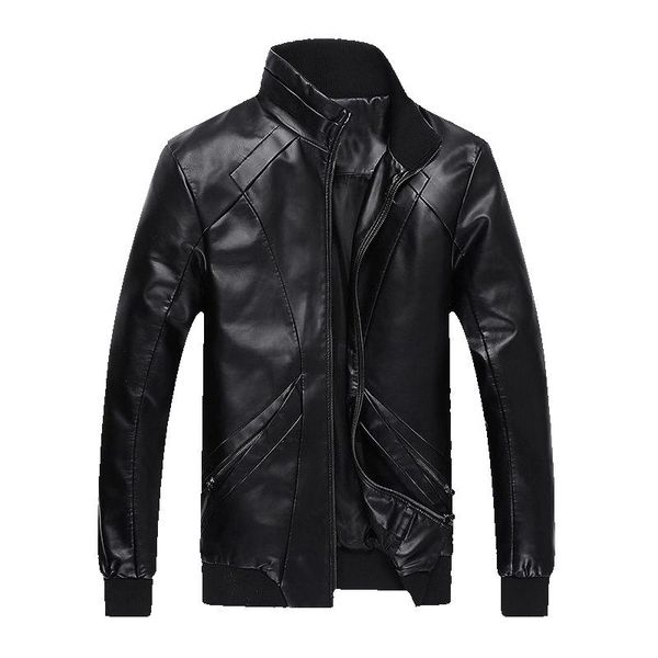 

men's fur & faux fashion mens leather jacket. casual jacket motorcycle coat, Black