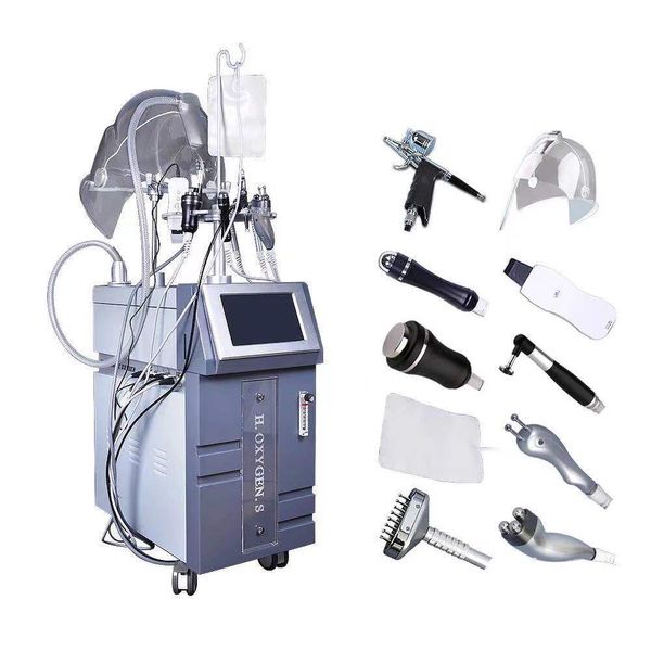 10-in-1-Multifunktions-Sauerstofftherapie-Hautverjüngungsgerät für Gesichtsschönheit, Hydro-Dermabrasion, Faltenreduzierung, Straffung, Aufhellung, Spa-Ausrüstung