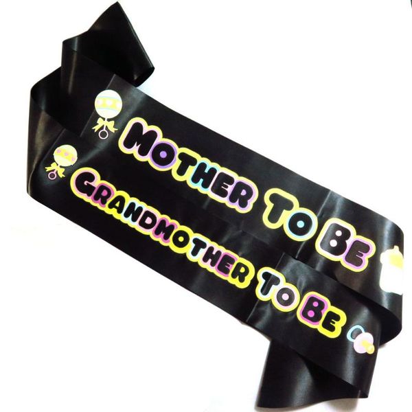 

2pcs 2021 design baby shower sash multi color printing mother to be & grandmother black ribbon party favors favor