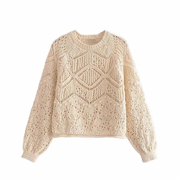 

women's sweaters slmd stylish chic beige hollow out knitted women 2021 fashion o-neck knitwear female casual knit, White;black