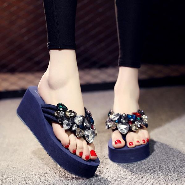 

slippers shoes women rubber flip flops house platform on a wedge shale female beach slides pantofle fashion med soft hawaiian s, Black