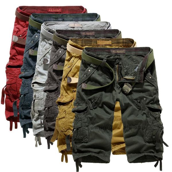 

summer cargo pants men cotton calf-length male trousers tactical casual outdoor mens men's, Black