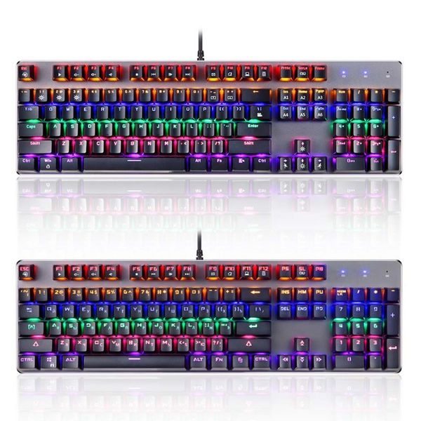 Универсальный RGB USB проводной механической клавиатуры 104 ключей Русские Английские игровые клавиатуры для настольного компьютера ноутбук ПК