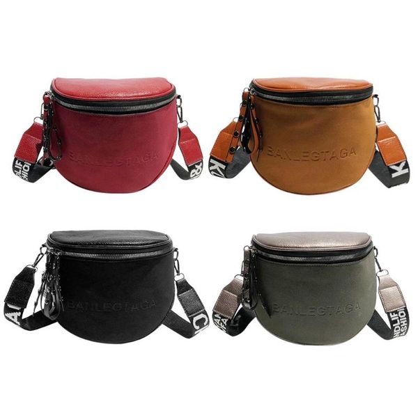 

fashion crossbody bag for women pu leather messenger shoulder saddlebags lady semicircle zipper money purse storage bags