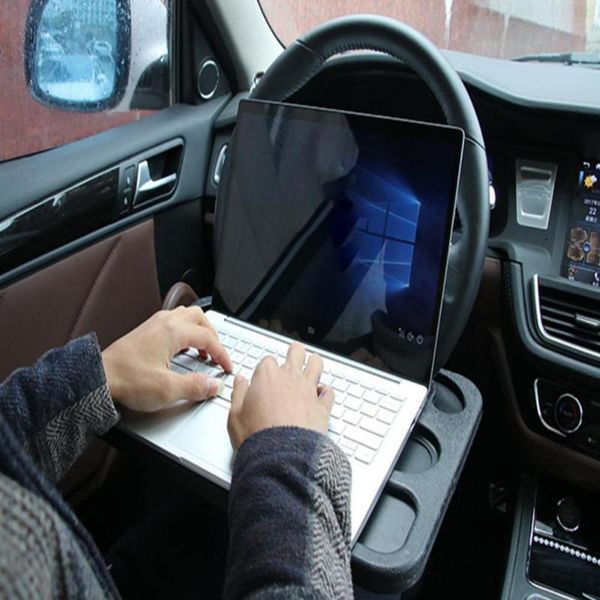 

car organizer multifunctional lapstand notebook desk steering wheel tray table food drink holder card computer