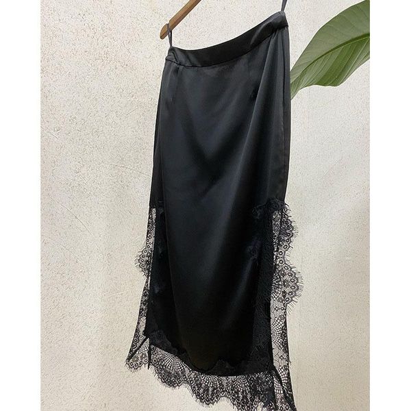 

acetate split skirts temperament cultivate morality japanese women love the winter wind curtilage home season, Black