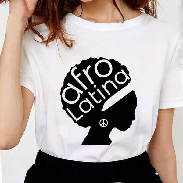 

women's t-shirt summer afro latina women t-shirts fashion printed melanin girl t shirt for soft cotton casual white tees