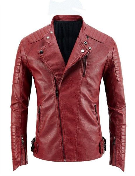 

men's fur & faux short pu leather motorcycle jacket men autumn winter fashion stand-up collar simple sports male clothes thicken windpr, Black