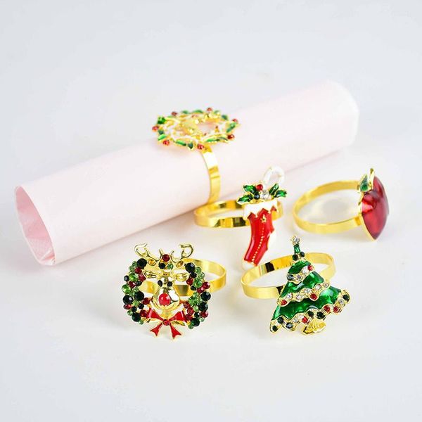 

napkin rings 1pc metal christmas buckle bow flower wreath mouth ring wedding banquet el table supplie circle decoration gifts