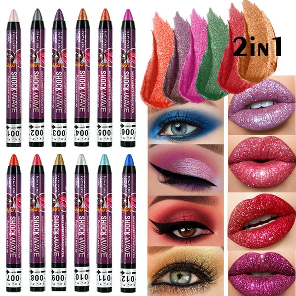 2021 тени для глаз KISC SUSY 12 Цвет Eyeshadow Pen 2 в 1 Easy-On-Makeup Долговечный набор палки