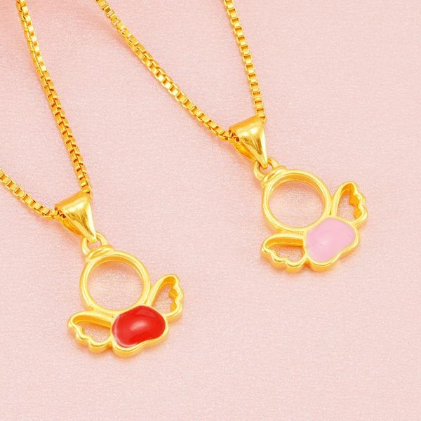 

pendant necklaces colorful angle necklace 24k gold plated for women party birthday anniversary statement jewelry gift, Silver