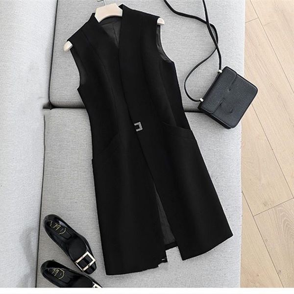 

women's vests casual black vest women elegant suit spring autumn sleeveless jackets outerwear office lady slim waistcoat plus size, Black;white