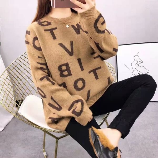 

luxury clothes womens sweater for woman designer sweaters casual knit contrast color long-sleeved autumn fashion classic ladies collar cotto, White;black